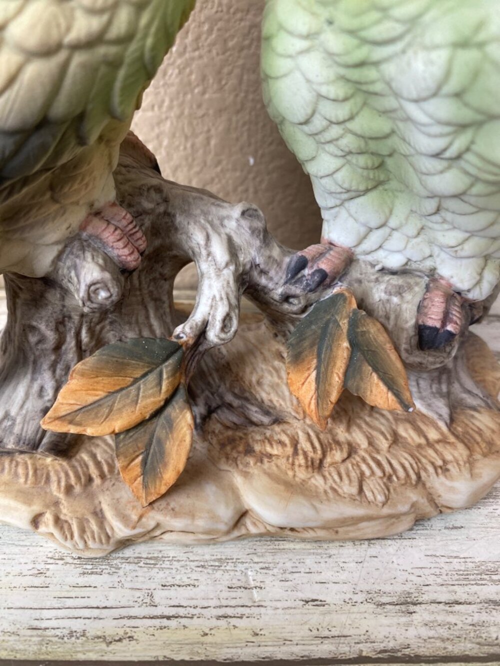 Vintage Andrea by Sadek Green Cockatoos Parrots Figurine Pair - No Box - Picture 8 of 14